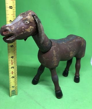 Antique Schoenhut Humpty Dumpty Circus Wooden Horse Jointed Painted Eyes 8” Tall