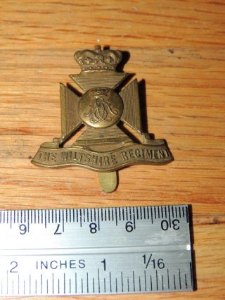 Antique Wwi Era British Uniform Hat Cap Badge The Wiltshire Regiment Brass