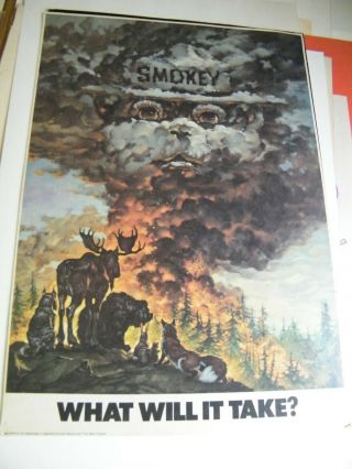Rare Vintage 1986 Smokey Bear Poster Print Fire Prevention Usda 181/2 X 13