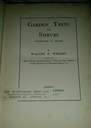 Garden Trees and Shrubs Walter P Wright Antique Hardcover Book with Color Plates 3