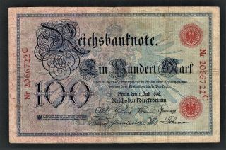 Vad - Germany - 100 Mark Banknote - P 21a Rare Date