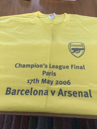 Rare - Official Arsenal Fc 2006 Champions League Final T - Shirt - Xl
