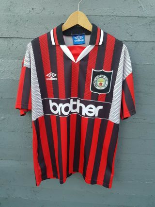Manchester City Umbro Football Shirt Brother Away Vintage 90s Rare 1994/95 Large