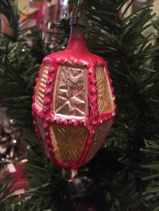 German Antique Glass Lantern Vintage Figural Christmas Ornament Decoration 1930s