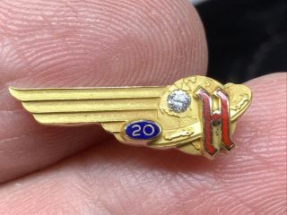 Halliburton 14k Gold 2.  0 Grams Diamond Rare Globe 20 Years Service Award Pin.