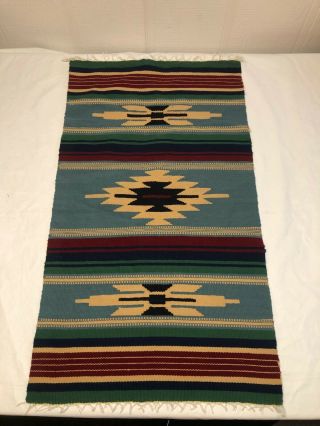 Vintage Southwestern (native American?) Hand Woven Wool Rug (46 " X 26 ")