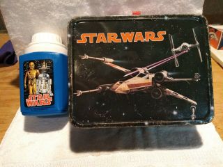 1st Edition 1977 Star Wars Thermos Lunch Box With Thermos.  Rare