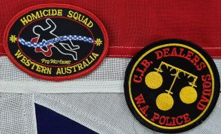 Rare Wa Australian Police Homicide & Cib Dealers Uniform Patches