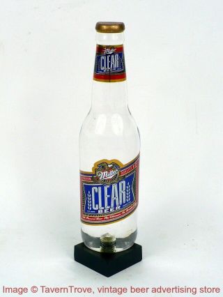 Rare 1980s Miller Clear Bottle - Shaped 9 " Acrylic Tap Handle Tavern Trove