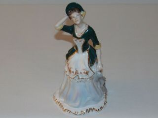 Vintage Antique Royal Crown Derby Porcelain Lady Vanity Figurine Made In England