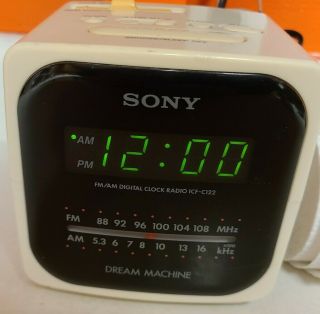 Sony Dream Machine Clock Radio Alarm Am/fm Cube Model Icf - C122 Green Led