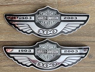 Very Rare Harley Davidson 2003 100th Anniversary Gas Tank Emblems Badges Logos