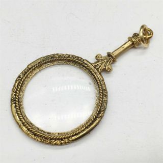Vintage / Antique Gold Tone Spy Glass Magnifying Glass Pendant