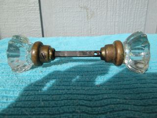 Antique Vintage 12 Point Glass Door Knob Set with Brass Coupling & Org.  Set Scre 2
