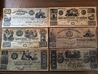 Republic Of Texas Currency 1838 - 1841 Antique