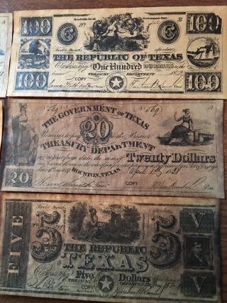 Republic of Texas Currency 1838 - 1841 Antique 3