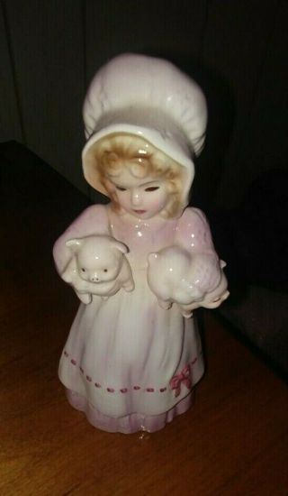 Cute Vintage Rare App 6 " Josef Young Girl Figurine @ With Piglets Pigs