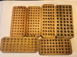 Antique Or Vintage Reloading Wooden Block Trays Set Of 6