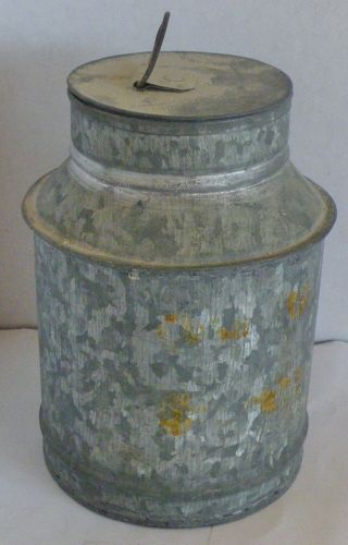 Vintage Small Galvanized Metal Milk Can Container Rustic Kitchen Decor 6 " High