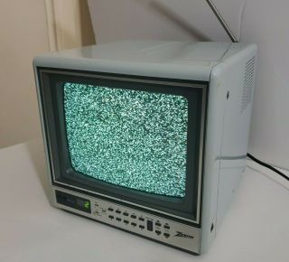 Vintage Zenith 9” Cube Color Tv Portable Rare Baby Blue