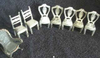Set Of 8 Vintage Metal Dollhouse Chairs Including A Rocking Chair