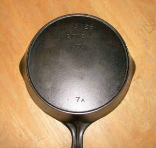 Rare Vintage Wagner Sidney O Cast Iron Skillet 7 A Arched Logo Heat Ring,  Flat