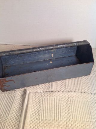Antique Vintage Handmade Primitive Metal Tool Box Storage Caddy Tray