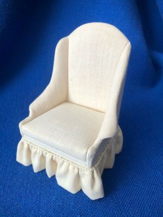 Vintage Dollhouse Miniature Furniture Wing Back Chair Artist D Anne Ruff 1980