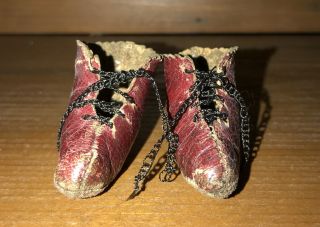 Vintage Leather Doll Shoes / Boots For China Head Or Other Antique Doll