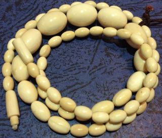 Rare Vintage Jewellery Russian Tide Mammoth Ivory Bead Necklace
