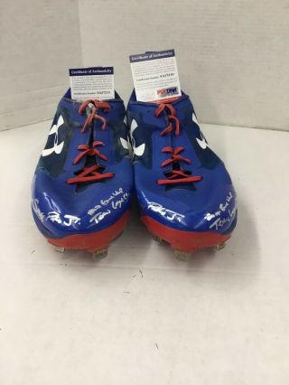 Dj Peters Dodgers Prospect Rare Full Name Signed Game Cleats Psa 7210 - 11