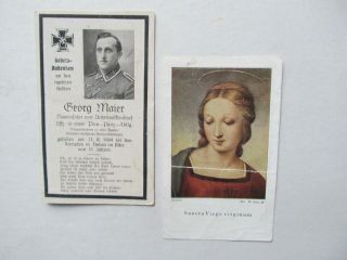 2 Unusual Wwii German Death Cards,  Rare Colored Reverse,  Panzer,  Maier