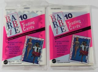 Vintage Barbie Trading Cards 2 Packs Of 10 Mattel 1990 Stocking Stuffer