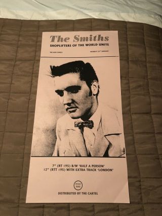 Rare 1987 The Smiths Shoplifters Of The World Unite Advertising Poster
