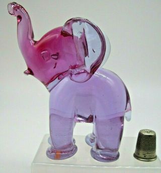 Rare Hard To Find Vintage Murano Archimede Seguso Label Neodymium Glass Elephant