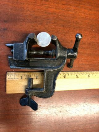 Antique Very Small Bench Vise Jeweler Blacksmith Gunsmith Clamp Vintage Tool