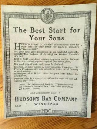 Very Rare 1920 Canada Canadian Ad Hudson 