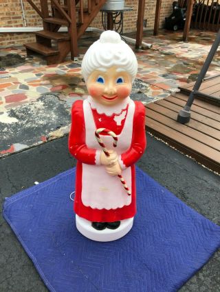 Vintage 40 " Christmas Mrs.  Claus Candy Cane Lighted Blow Mold Great Rare