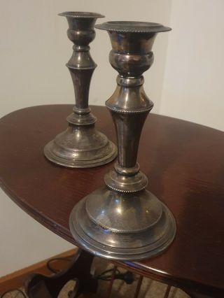 2x Vintage Falstaff Silver Plated Copper Candlesticks Made In England