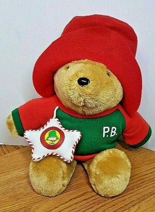 Paddington Bear Christmas 1995 16” Plush Stuffed Brown Bear Red Hat Sears Kids