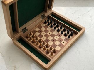 Rare Vintage Wooden Chess Set Soviet Russian Ussr Pocket Travel Compact 1970 