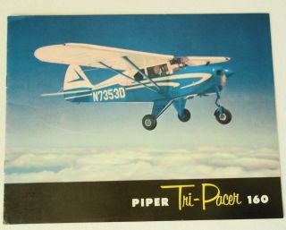 Vintage Piper Aircraft Tri - Pacer 160 Airplane Color Sales Brochure Rare Htf