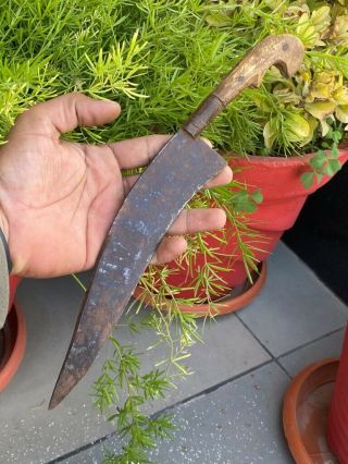 Antique Old Rare Iron Hand Forged Wooden Handle Dagger Knife Sword Khanjar