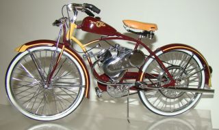 Xonex 1:6 Scale 1948 Schwinn Whizzer Motorbike (1:6) Rare Maroon Diecast Mimb