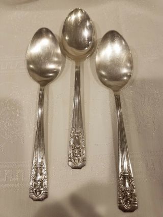 Vintage Harmony House Wallace Filigree Silver Plate Set Of 3 Serving Spoons 1937