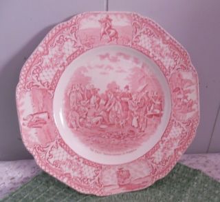 Antique Crown Ducal Colonial Times Pink Dinner Plate 10 1/2 " Round