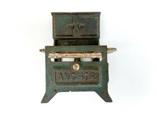 Antique Anchor Cast Iron Dollhouse Wood - burning style Oven Stove - hunter green 2