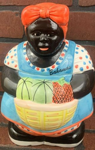 Vintage Black Americana Cookie Jar Hand Painted Bahamas Rare