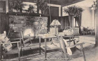 Buck Hill Falls Pennsylvania Office Interior Fireplace Antique Postcard K29338
