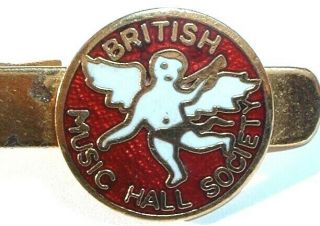 Rare Vintage British Music Hall Society Enamel Badge Tie Clip